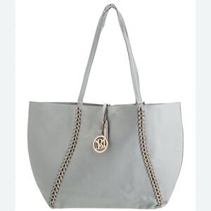 Badgley Mischka Gray Tote with Chain Details